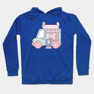 Ice Cream Truck, Cute Bunny And Penguin Hoodie